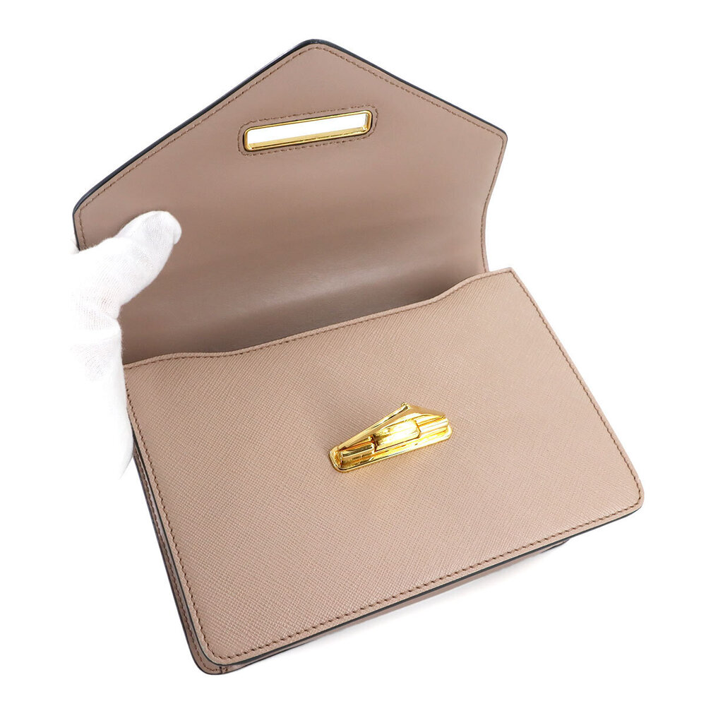 Prada Saffiano Chain Shoulder Bag Leather Beige - Picture 7 of 8